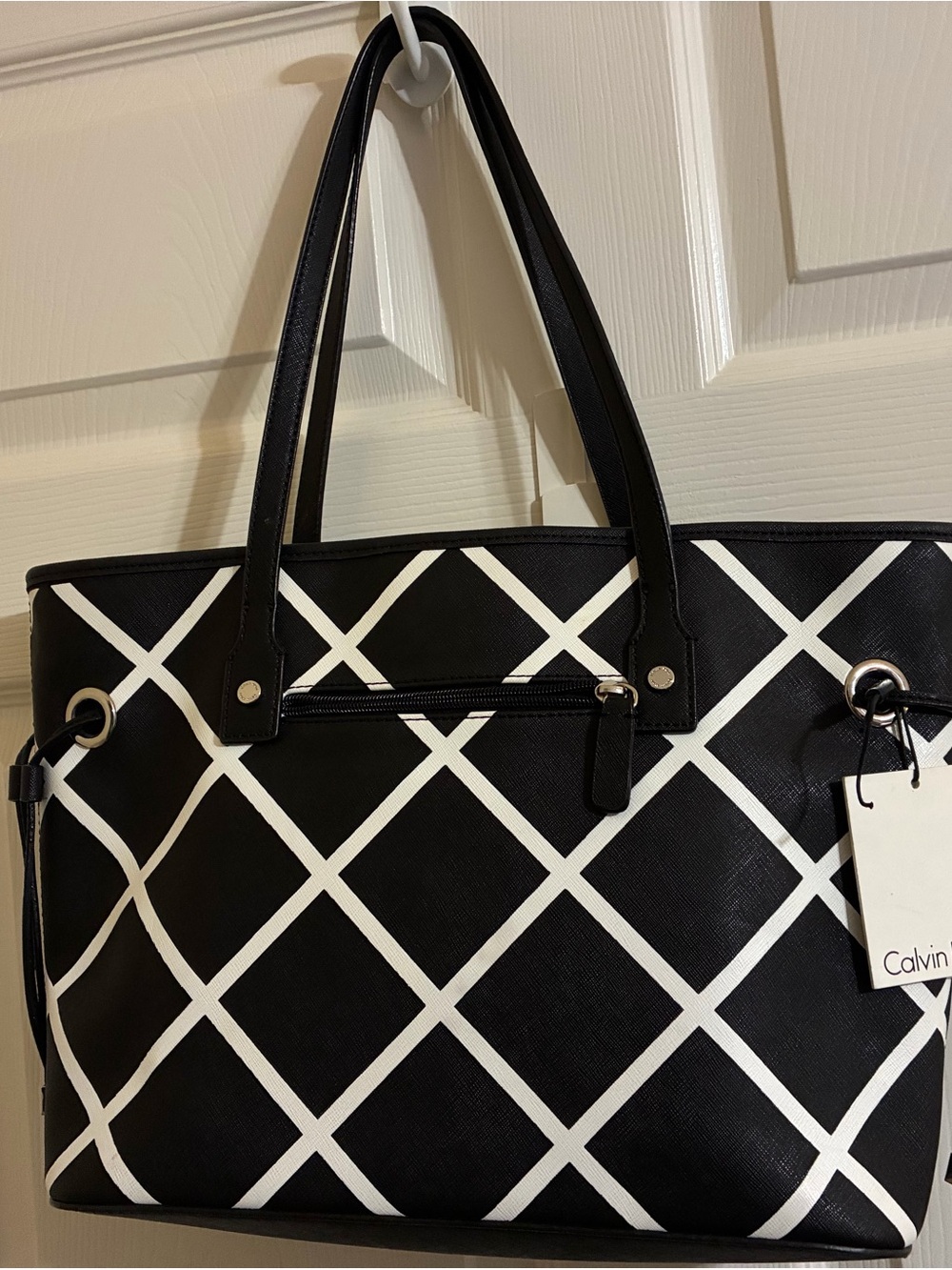 Calvin Klein Black and White Lattice Tote